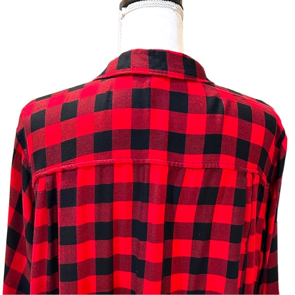 Old Navy Buffalo Plaid Rayon Shirt Dress Women’s SZ XXL in Red and Black - Picture 7 of 9